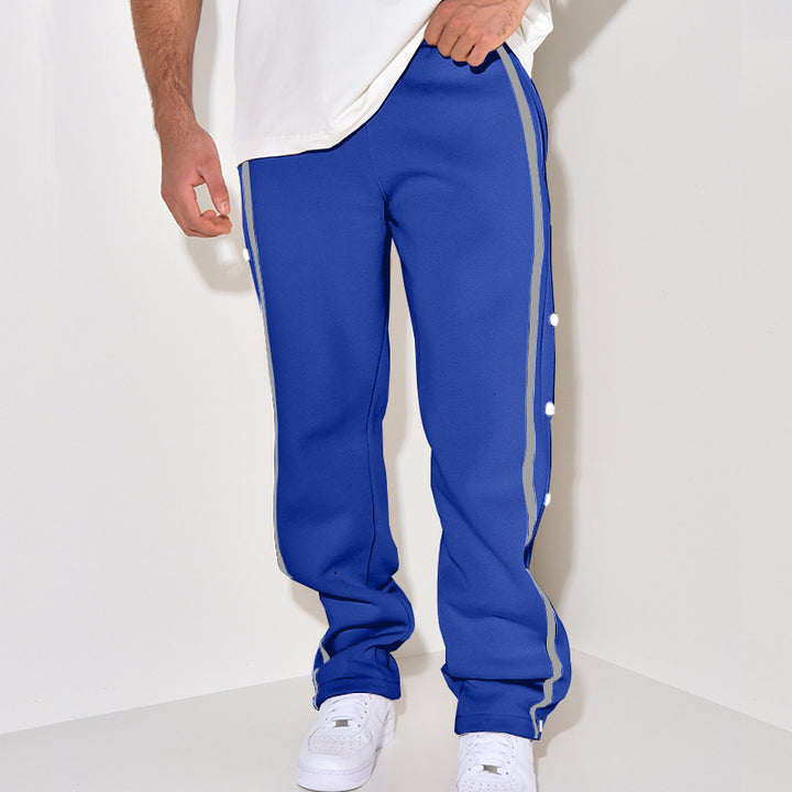 Herren bequeme Sporthose mit Knopfleiste und seitlichen Kontraststreifen Echoarchiv