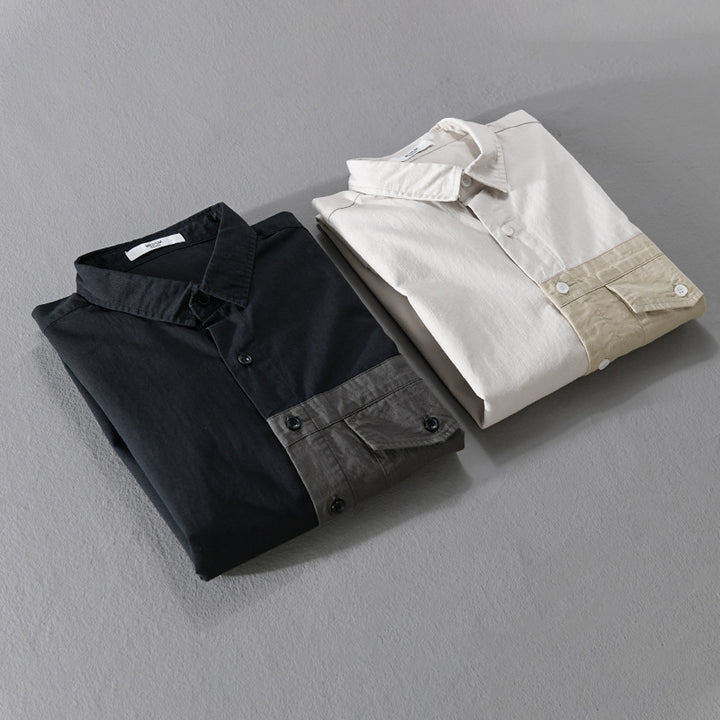 Herren Kontrast-Brusttaschen-Overshirt aus leichter Baumwollmischung mit Relaxed‑Fit Echoarchiv