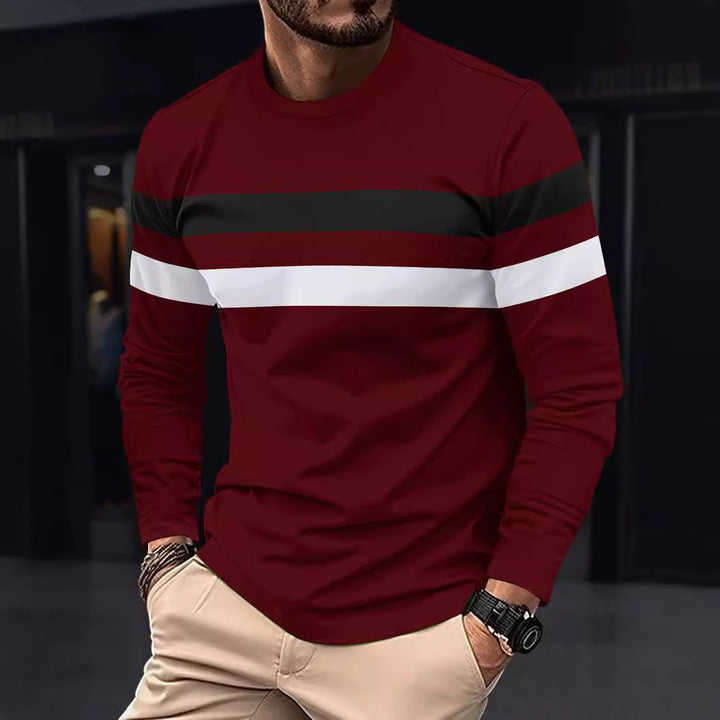 Herren modisches Langarmshirt mit sportlichen Streifen Echoarchiv