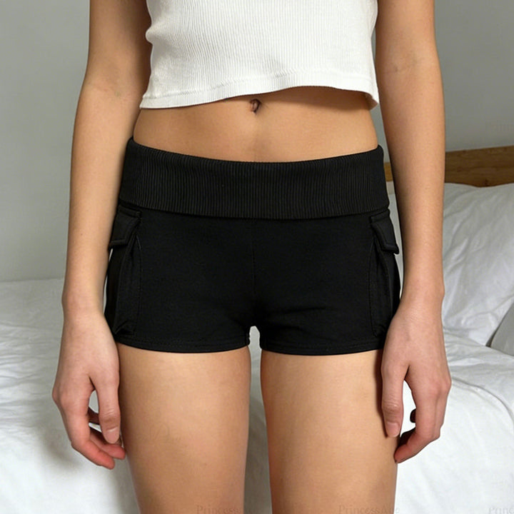 Damen Modische Shorts mit praktischen Taschen und hohem Bund Echo Archiv