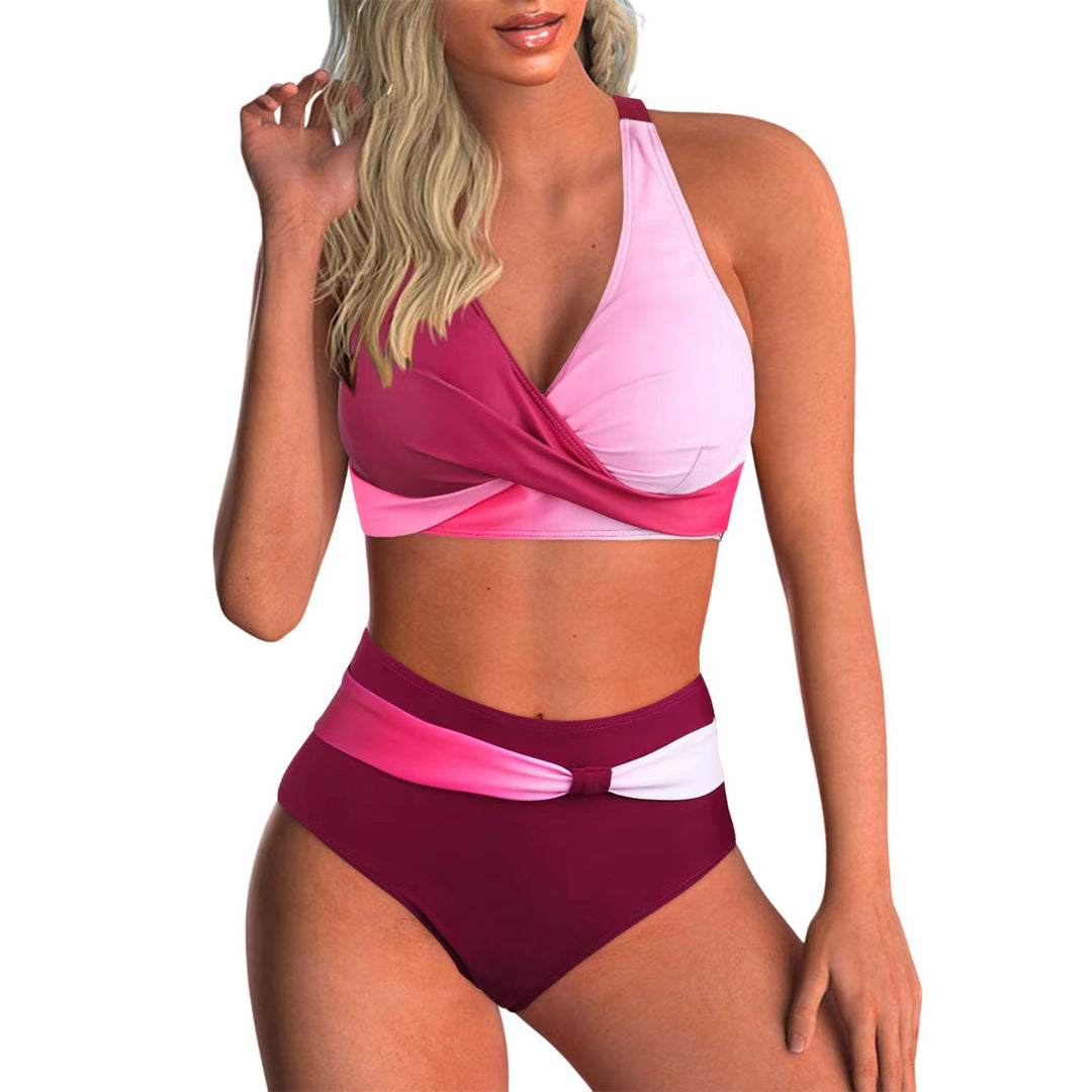 Damen Sportliches Crop-Top Bikini-Set mit hoch taillierter Hose Echo Archiv