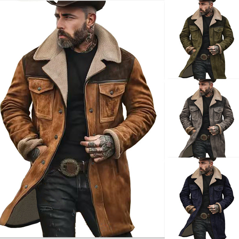 Herren Langer Sherpa-Mantel mit Kunstfellfutter und Wildlederoptik Echo Archiv