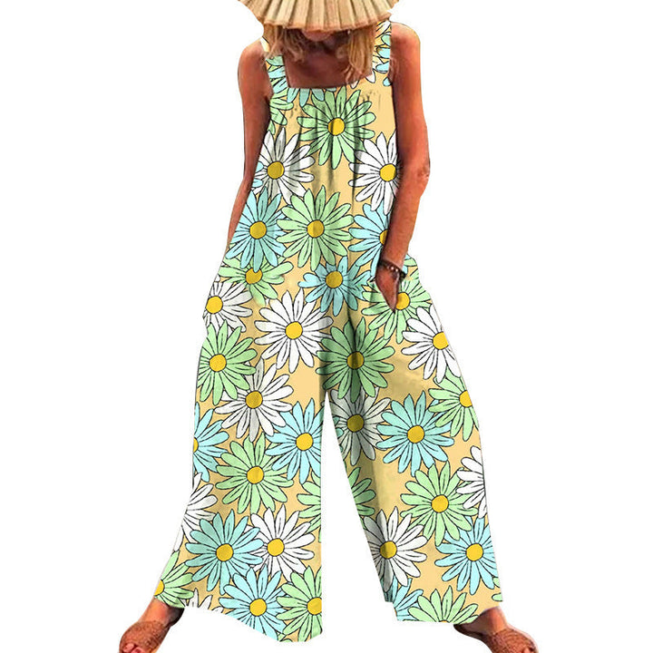 Damen lässiger Jumpsuit mit floralem Muster und weitem Schnitt Echoarchiv