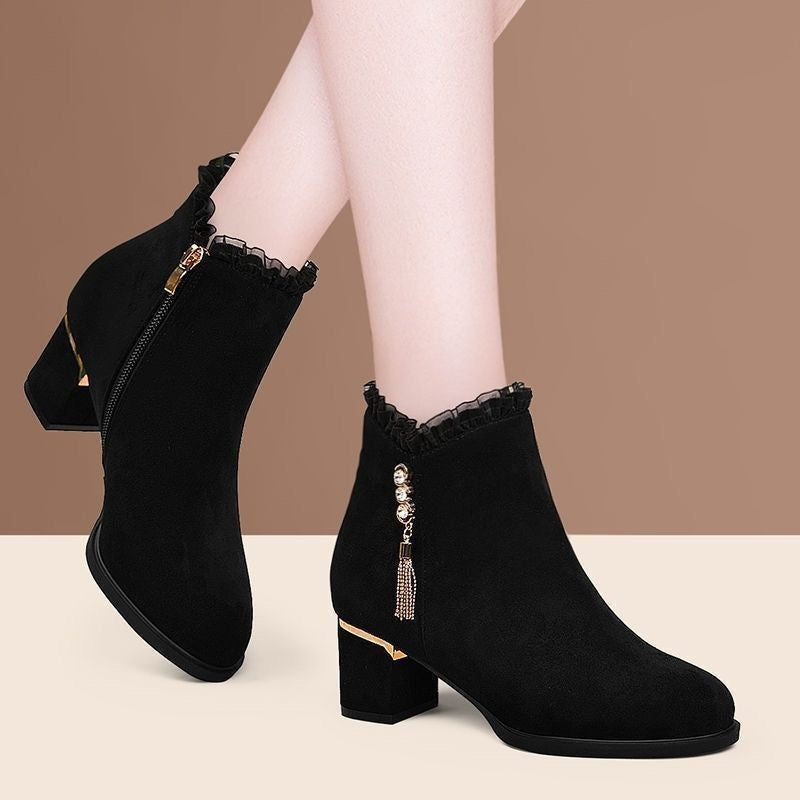 Damen Elegante Ankle Boots mit Rüschen-Detail Echo Archiv