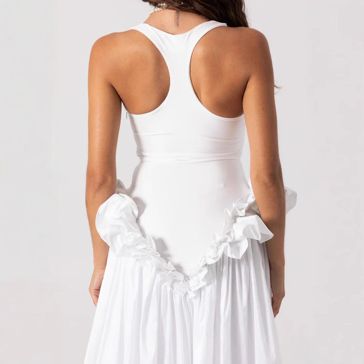 Damen Elegantes Maxikleid mit Rüschensaum und Figurbetontem Oberteil Echo Archiv
