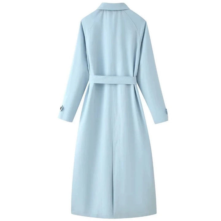 Damen Leichter knielanger Trenchcoat im Clean‑Look mit Bindegürtel und verdeckter Knopfleiste Echo Archiv