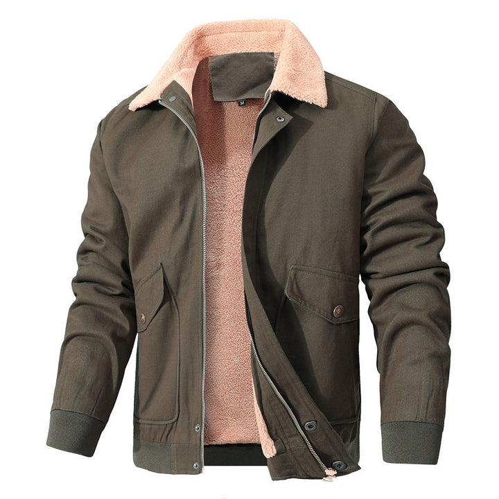 Herren Canvas-Blouson mit durchgehendem Sherpa‑Futter und Hemdkragen – Taviero