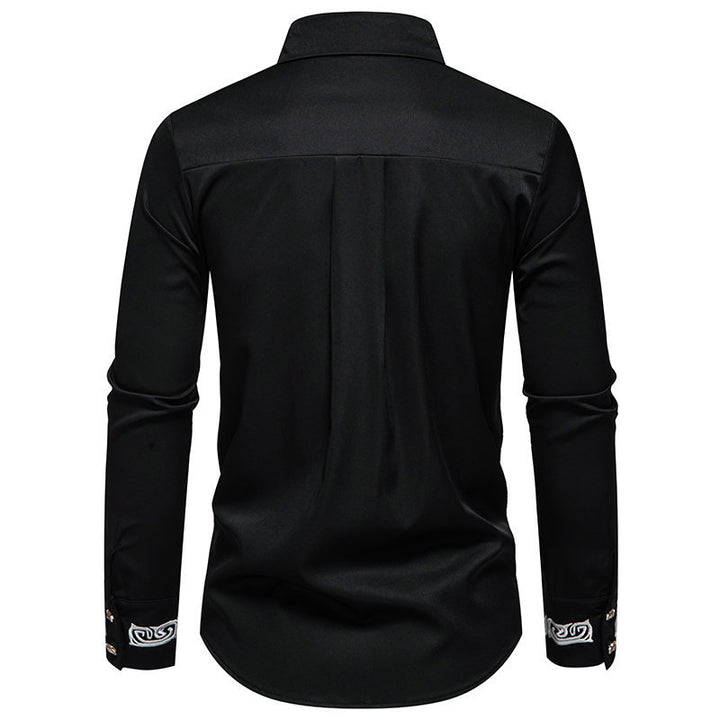 Herren Slim-Fit Business-Hemd mit Stickerei am Kragen und Manschetten Echo Archiv
