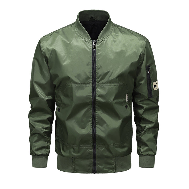 Herren Leichte Nylon-Bomberjacke mit Ärmeltasche, Stehkragen und Rippbündchen Echo Archiv
