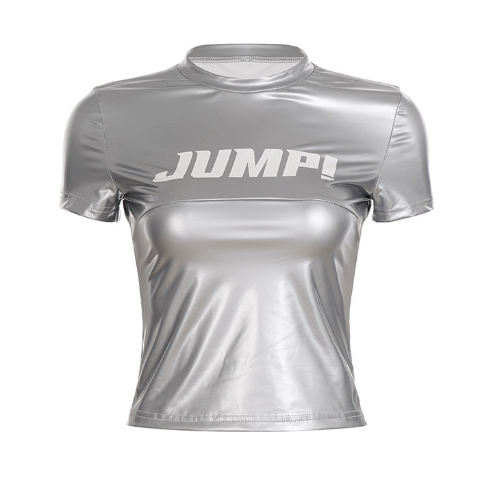 Damen Sportliches Kurzarmoberteil aus glänzendem Funktionsmaterial Echo Archiv