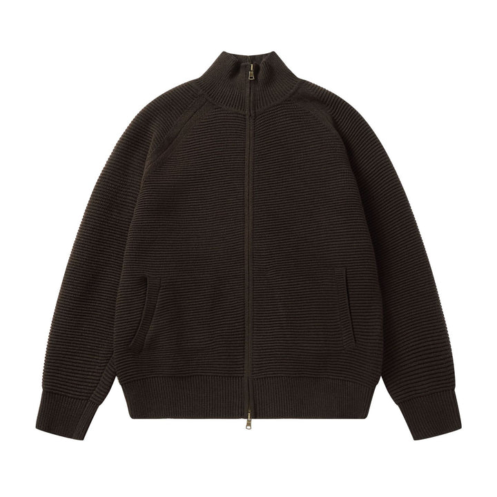 Herren Grobstrick Stehkragen-Strickjacke mit durchgehendem Reißverschluss Echoarchiv