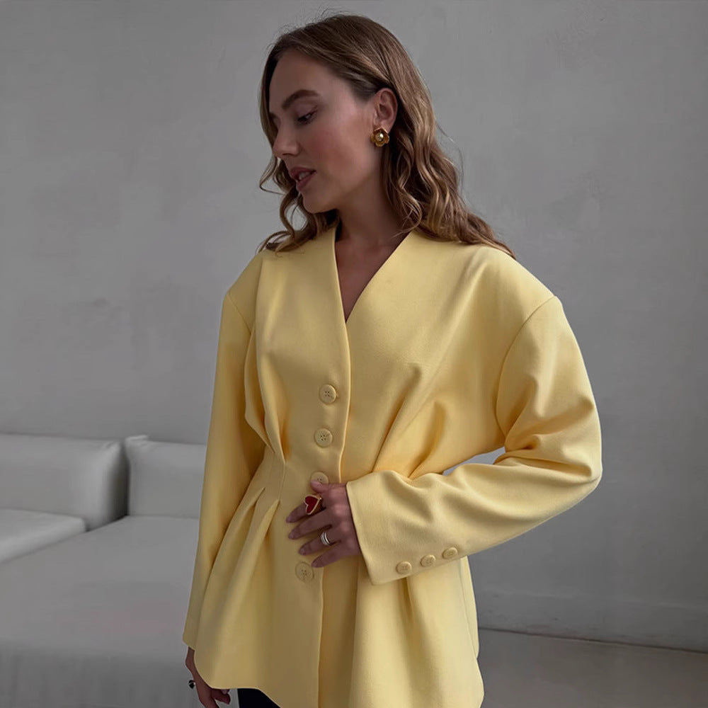 Damen Taillierter Blazer mit Kellerfalten und schwingendem Peplum Echoarchiv