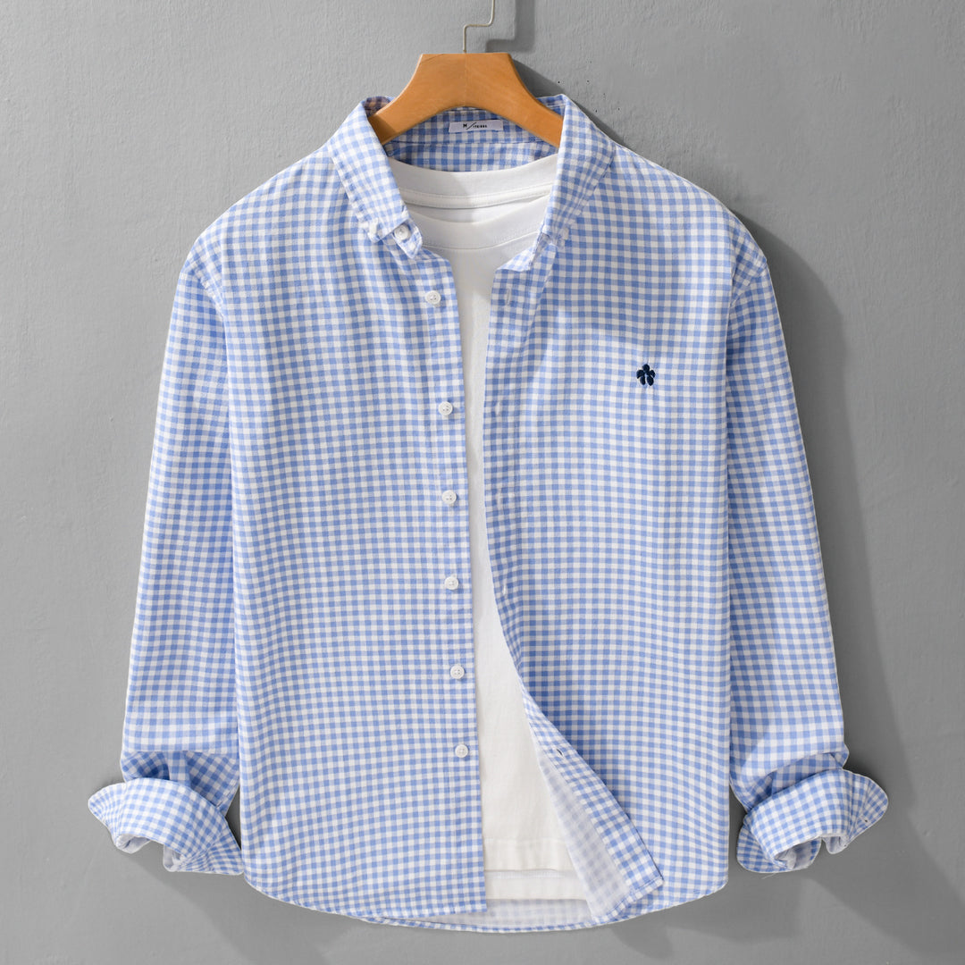 Herren Kariertes Baumwollhemd mit Button-Down-Kragen und relaxed Fit Echoarchiv