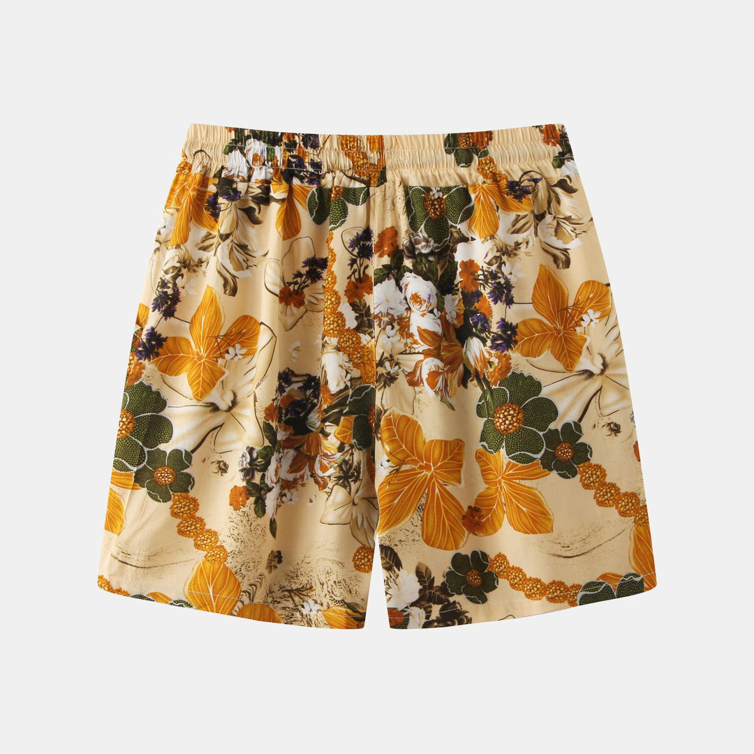 Herren Badeshorts mit mediterranem Blumendesign und elastischem Bund Echoarchiv