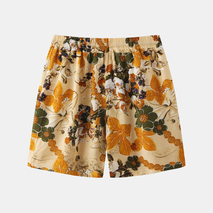 Herren Badeshorts mit mediterranem Blumendesign und elastischem Bund Echoarchiv