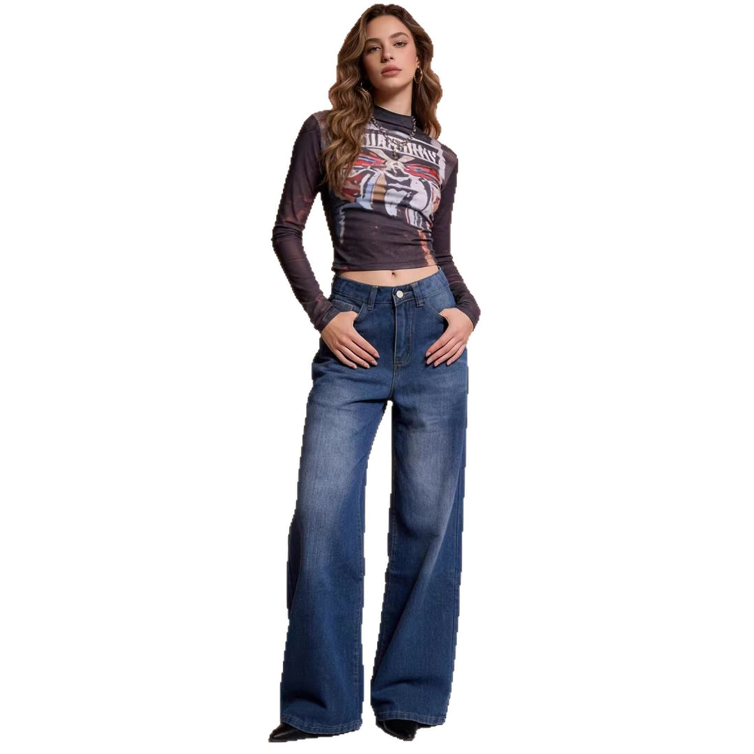 Damen Weit geschnittene High-Waist Jeans mit raffinierter Taillierung Echo Archiv