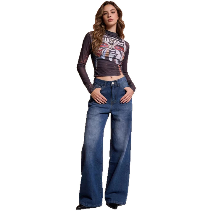 Damen Weit geschnittene High-Waist Jeans mit raffinierter Taillierung Echo Archiv