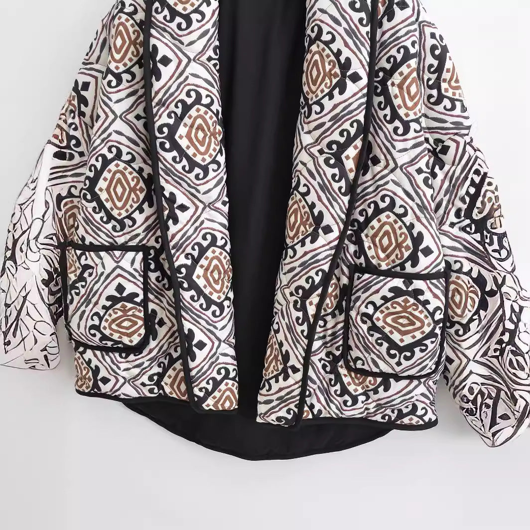 Damen Stepp-Kimonojacke mit grafischem Ethno-Print und Taillengürtel Echo Archiv