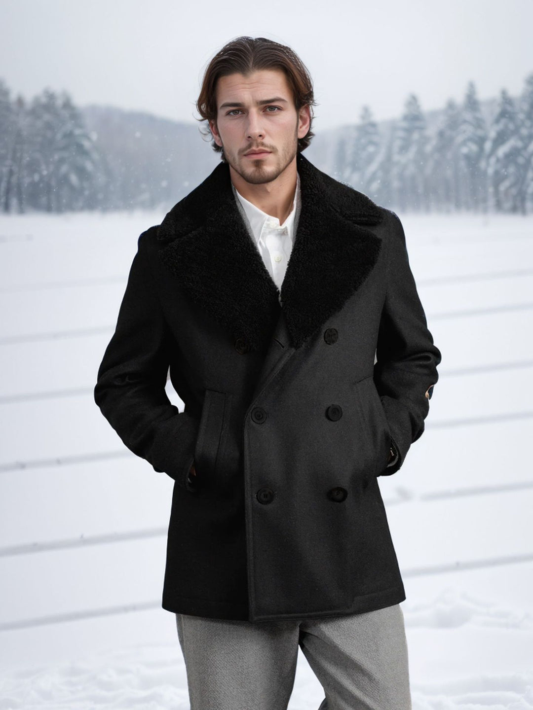 Herren eleganter Dufflecoat mit weichem Kragen Echoarchiv