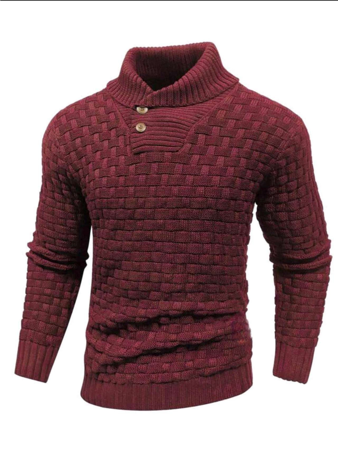 Herren nan strukturierter Strickpullover mit hochschließendem Stehkragen und Zierknopfleiste Echo Archiv