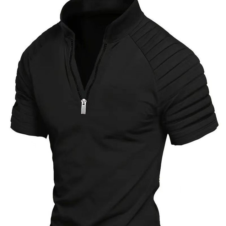 Herren modisches Kurzarm-Polo mit Reißverschluss Echoarchiv