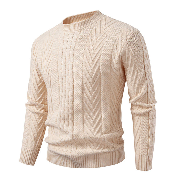 Herren Grobstrickpullover mit Zopfmuster und Rundhalsausschnitt Echoarchiv