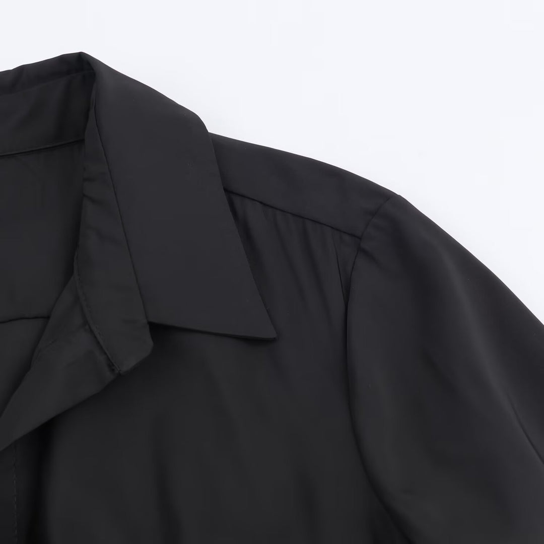 Damen Maxikleid im Hemdblusenstil mit Bindegürtel und schwingendem A‑Linienrock Echoarchiv