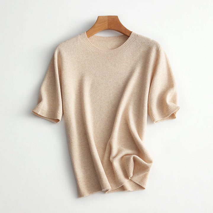 Damen Kurzarm Cashmere-Mix Pullover Echoarchiv