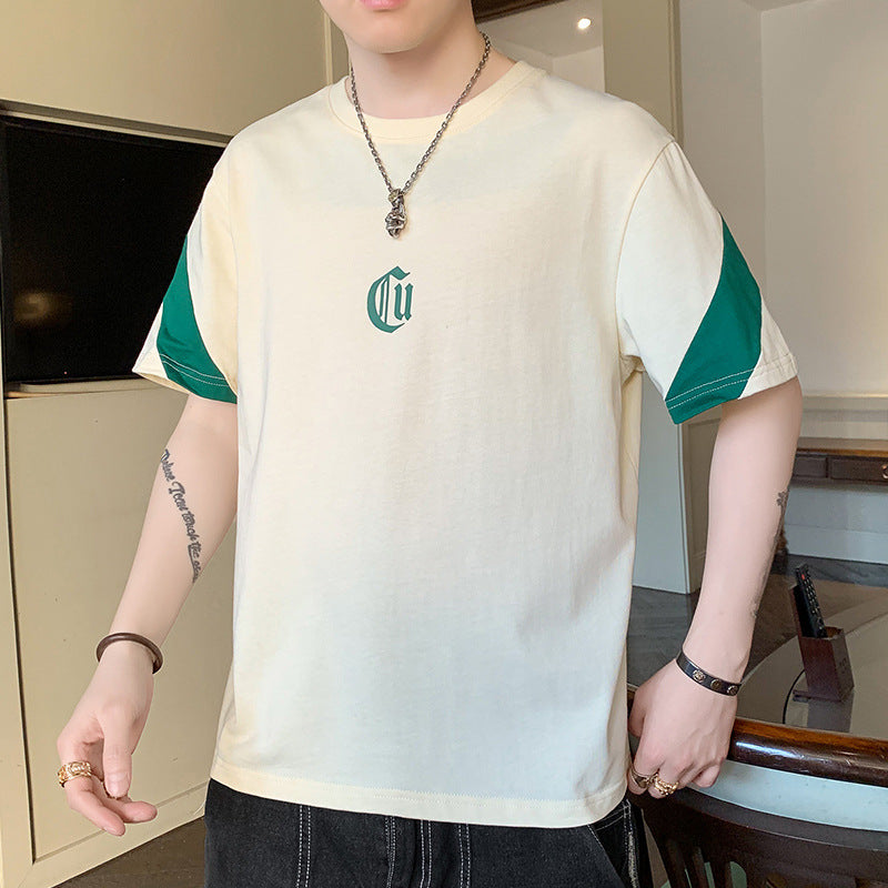 Herren Oversize-Baumwoll-T-Shirt mit Kontrastärmeln und Gothic-Logo Echo Archiv