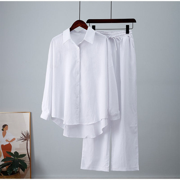 Damen nan lockeres zweiteiliges Lounge-Set mit Oversize-Hemd und elastischer Bundhose Echo Archiv
