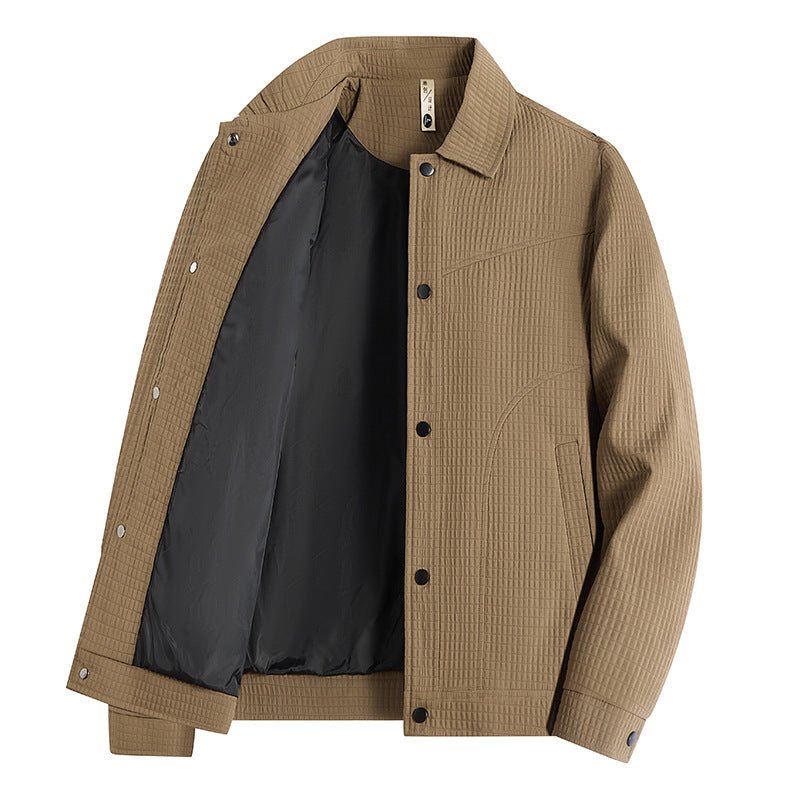 Herren Leichte Übergangsjacke im Worker-Stil mit mikrostrukturierter Twill-Optik und Druckknopfleiste Echo Archiv