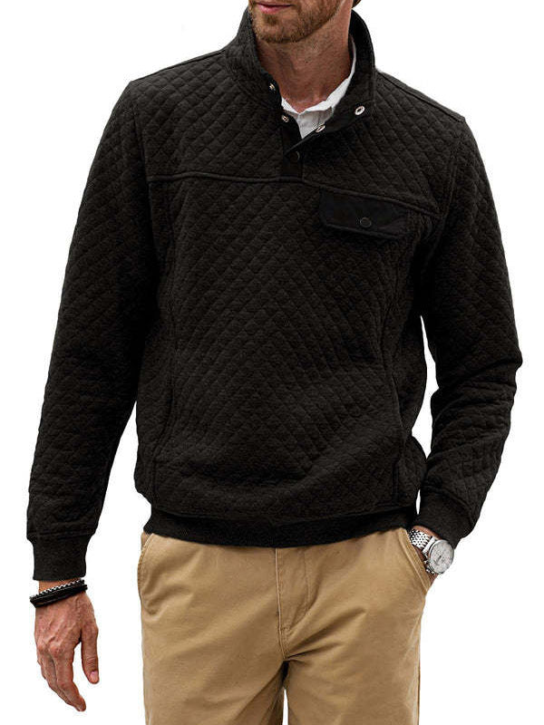 Herren sportlicher Fleece-Pullover mit praktischem Reißverschluss und Knopfleiste Echoarchiv