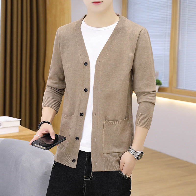 Herren eleganter leichter Strickcardigan mit Taschen Echoarchiv