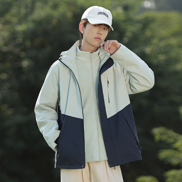 Herren Zweifarbige Wind- und Wasserabweisende Softshelljacke mit Kapuze Echoarchiv