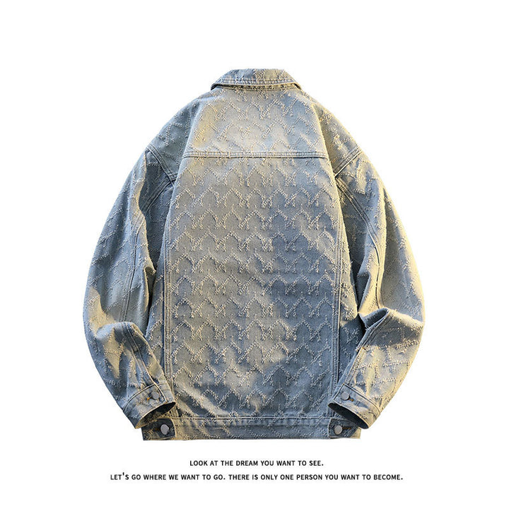 Herren Oversize-Jeansjacke mit gestepptem Allover‑Muster und Brusttaschen Echo Archiv