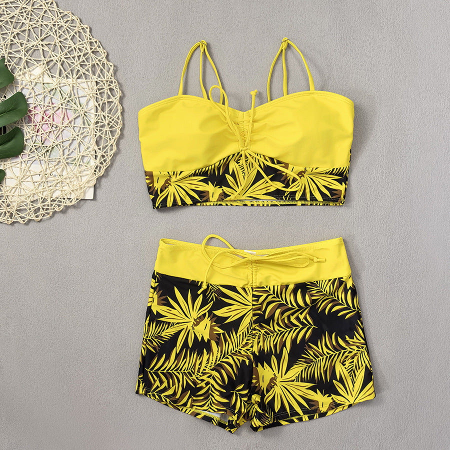 Damen Crop-Top Bikini mit floralem Design und bequemen Shorts Echo Archiv