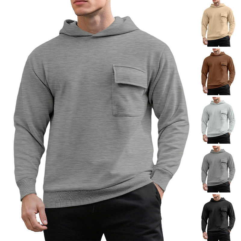Herren bequemer Kapuzenpullover mit praktischer Brusttasche Echoarchiv