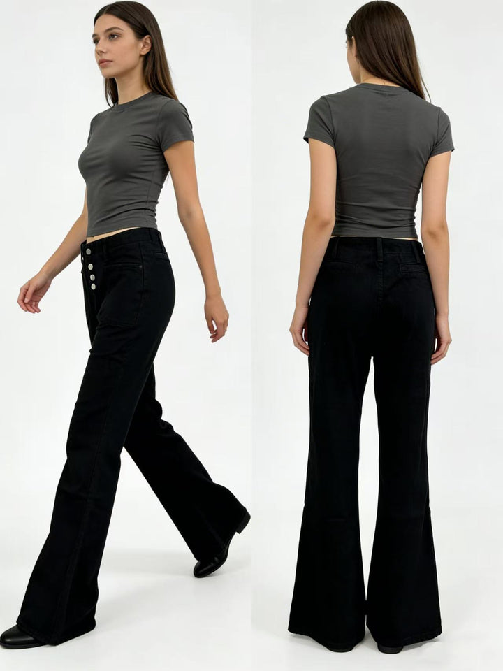 Damen Bootcut-Jeans mit hohem Bund und knöpfbarem Verschluss Echo Archiv
