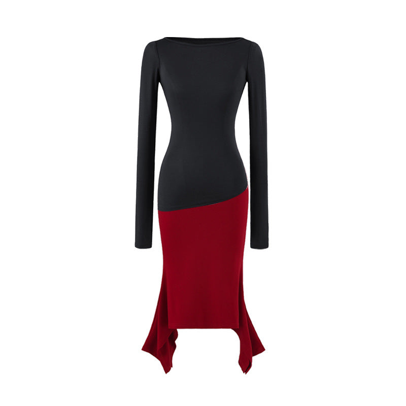 Damen Figurbetontes Midikleid mit asymmetrischem Zipfelsaum und Paneel-Design Echoarchiv