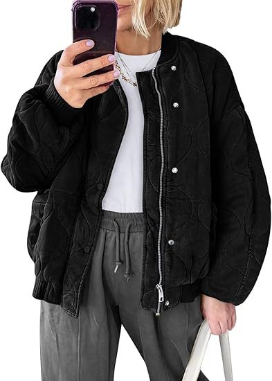 Damen Gepolsterte Oversize-Stepp-Bomberjacke mit Rippbündchen und dekorativer Ziersteppung Echo Archiv