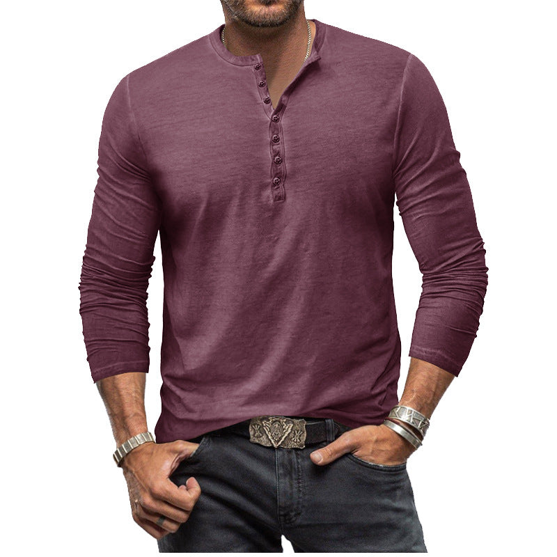 Herren Langarm-Hemd im Henley-Stil Echoarchiv