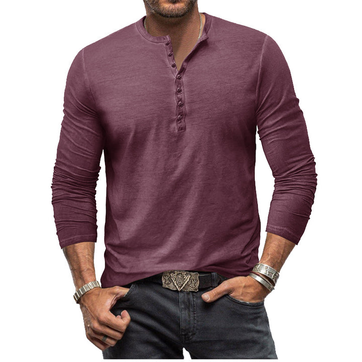 Herren Langarm-Hemd im Henley-Stil Echoarchiv