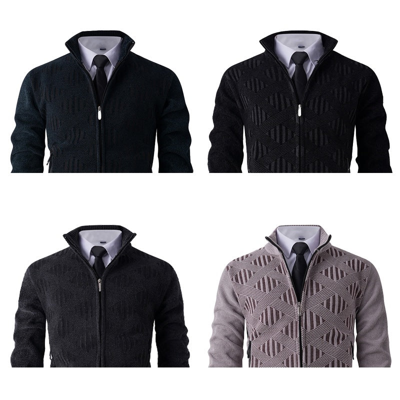 Herren Strickjacke mit modernem Reißverschluss und strukturiertem Design Echoarchiv