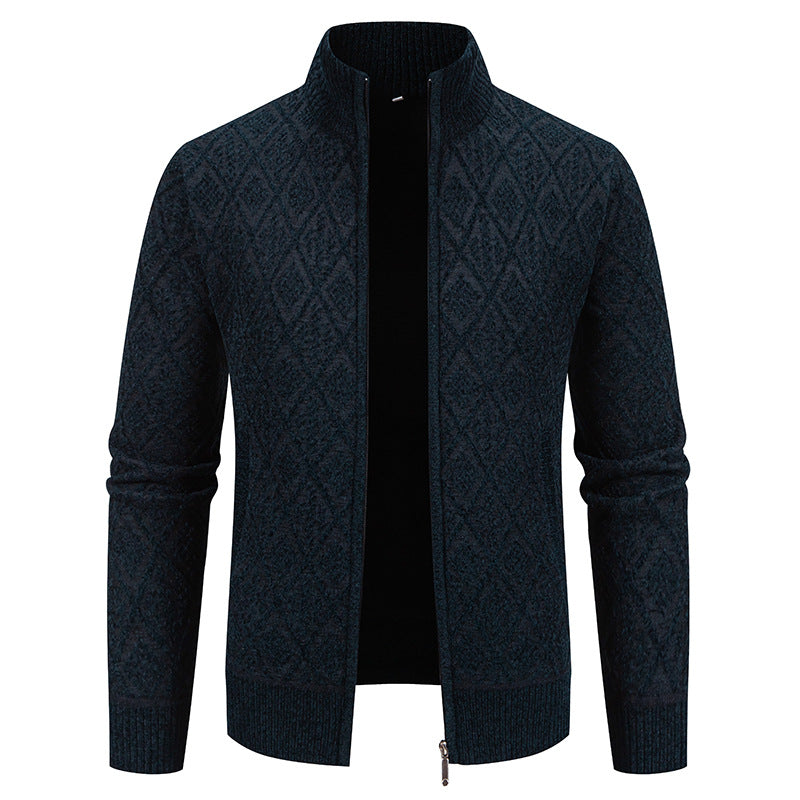 Herren Strickjacke mit strukturiertem Design und hohem Kragen Echoarchiv