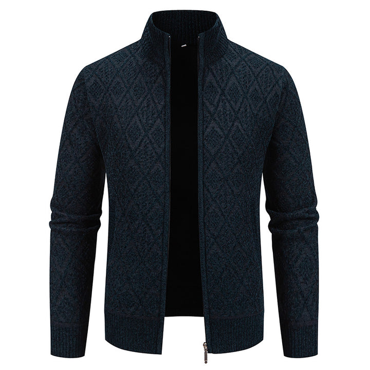 Herren Strickjacke mit strukturiertem Design und hohem Kragen Echoarchiv