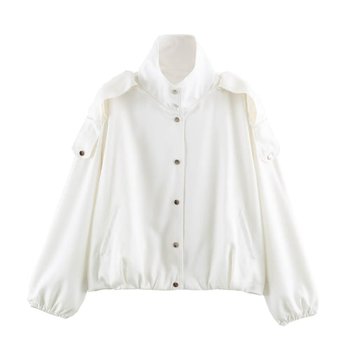 Damen Oversize-Blousonjacke mit hohem Stehkragen, Schulterpatten und elastischem Saum Echo Archiv