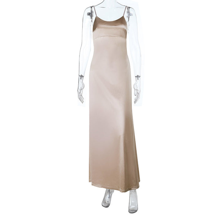 Damen Elegantes Satin-Maxikleid mit hauchdünnen Spaghettiträgern Echo Archiv