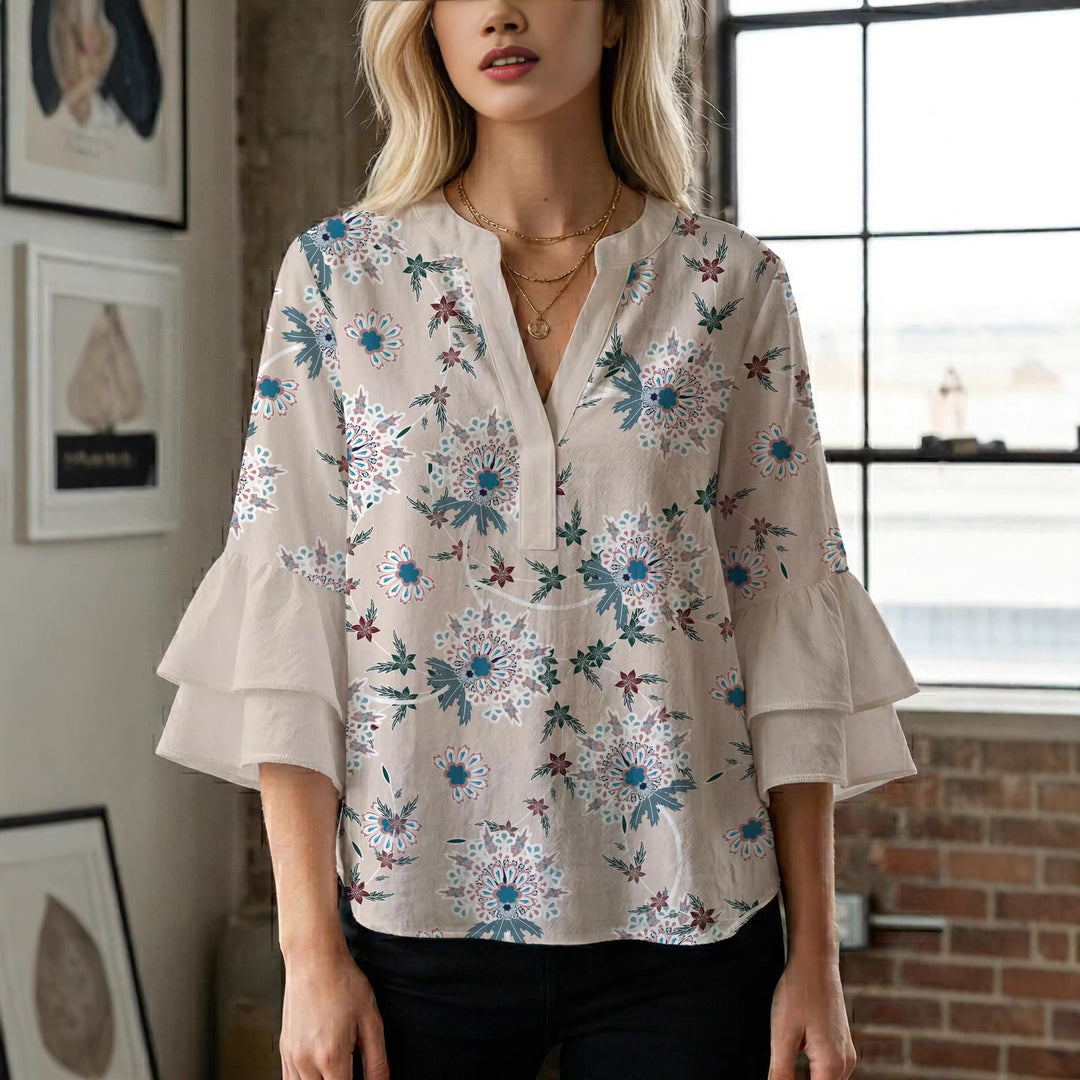 Damen Bluse mit voluminösen Ärmeln und floralem Design Echo Archiv