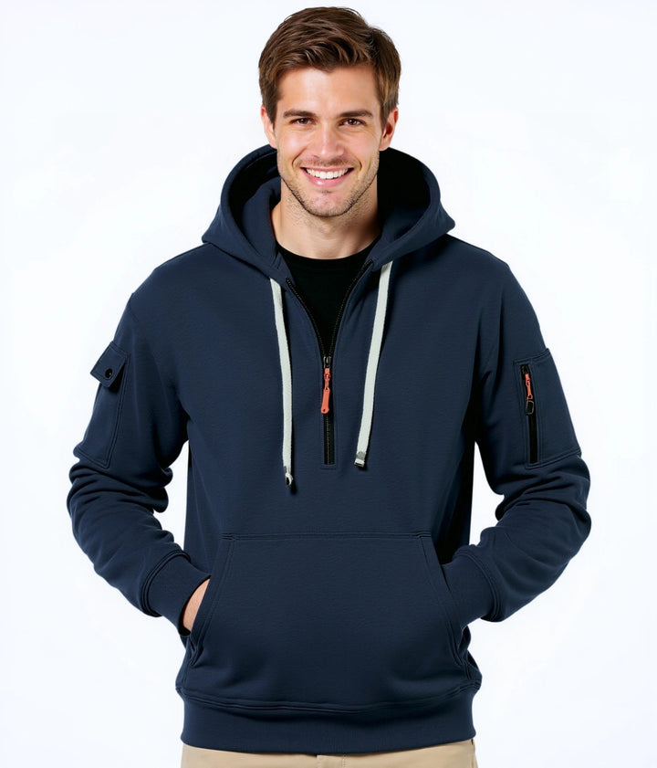 Herren modischer Kapuzenpullover mit vielseitigen Taschen und modernem Reißverschluss Echoarchiv