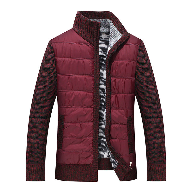 Herren gesteppte Übergangsjacke mit Strickärmeln und hohem Kragen Echoarchiv